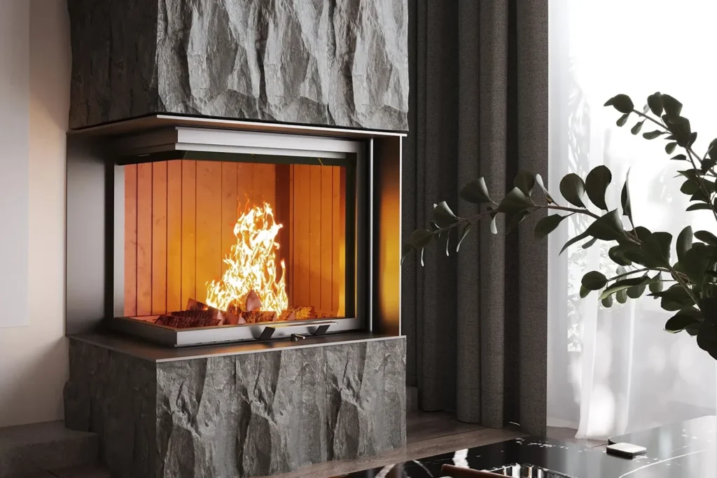 Kamin na drva A.caminetti QUATTRO L – Ugaoni – Sa sistemom podizanja stakala