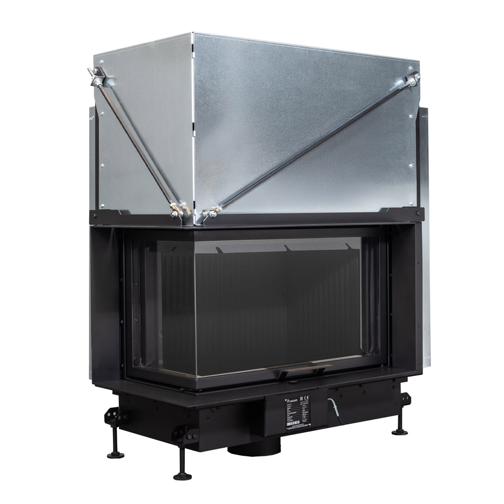 Quattro 100 L Eco, kutni kamin na drva s staklom na podizanje - A.caminetti