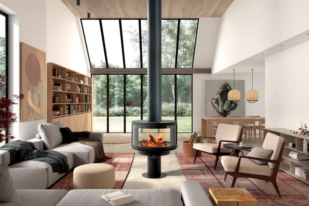 Rocal - Ronde central kamin na drva u prostoru