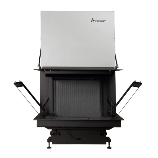 Crystal 70 Premium kamin na drva s trostranim staklom na podizanje C tip - sa otvorenim staklima
