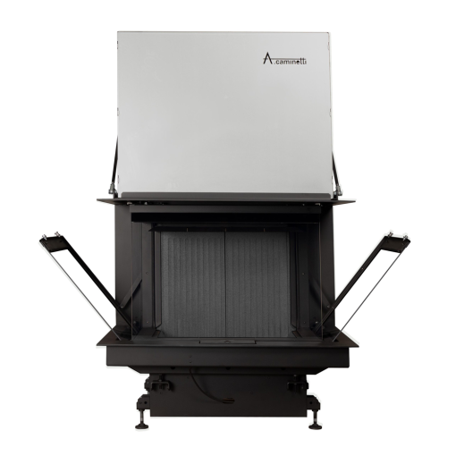 Crystal 90 Premium kamin na drva s trostranim staklom na podizanje C tip - otvorena stakla