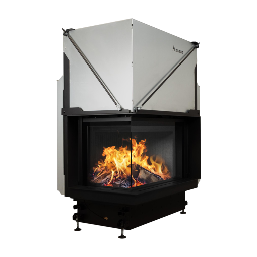 Kamin na drva QUATTRO 70 Premium - Kutni sa sustavom za podizanje stakla - A. Caminetti