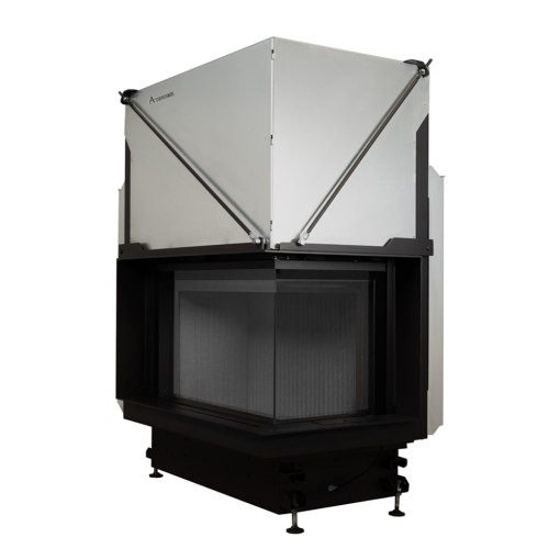 Kamin na drva QUATTRO 70 R Premium - Kutni sa sustavom za podizanje stakla - A. Caminetti