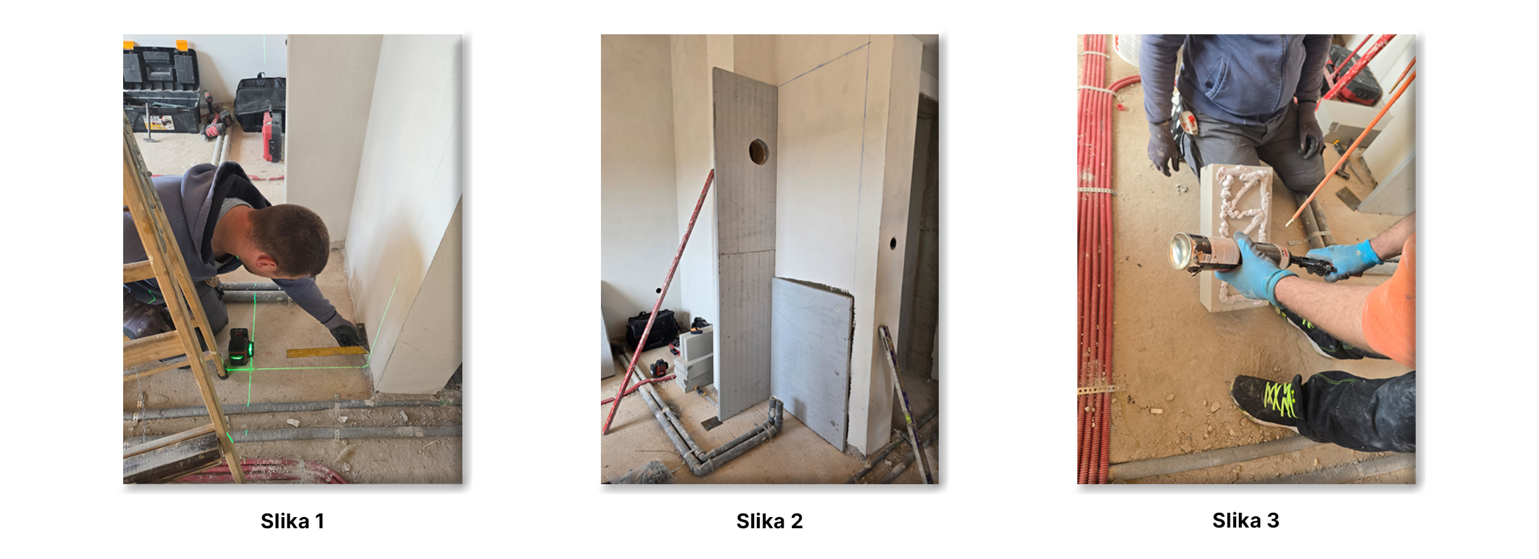 Ugradnja čeličnog kutnog kamina Røten s klupicom i kutnim rešetkama u okolici Primoštena - koraci 1-3