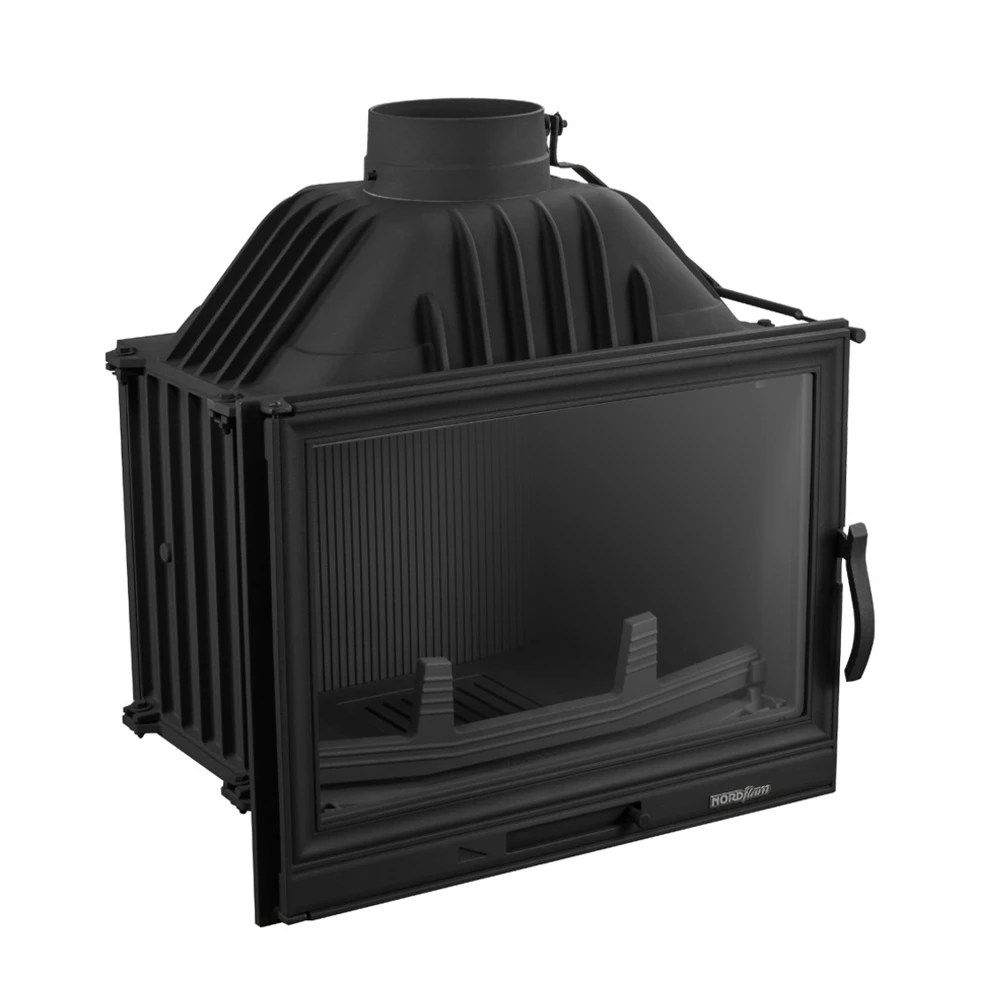 NORDflam LB 700 je ugradbeni kamin na drva od lijevanog željeza s piroliznim staklom