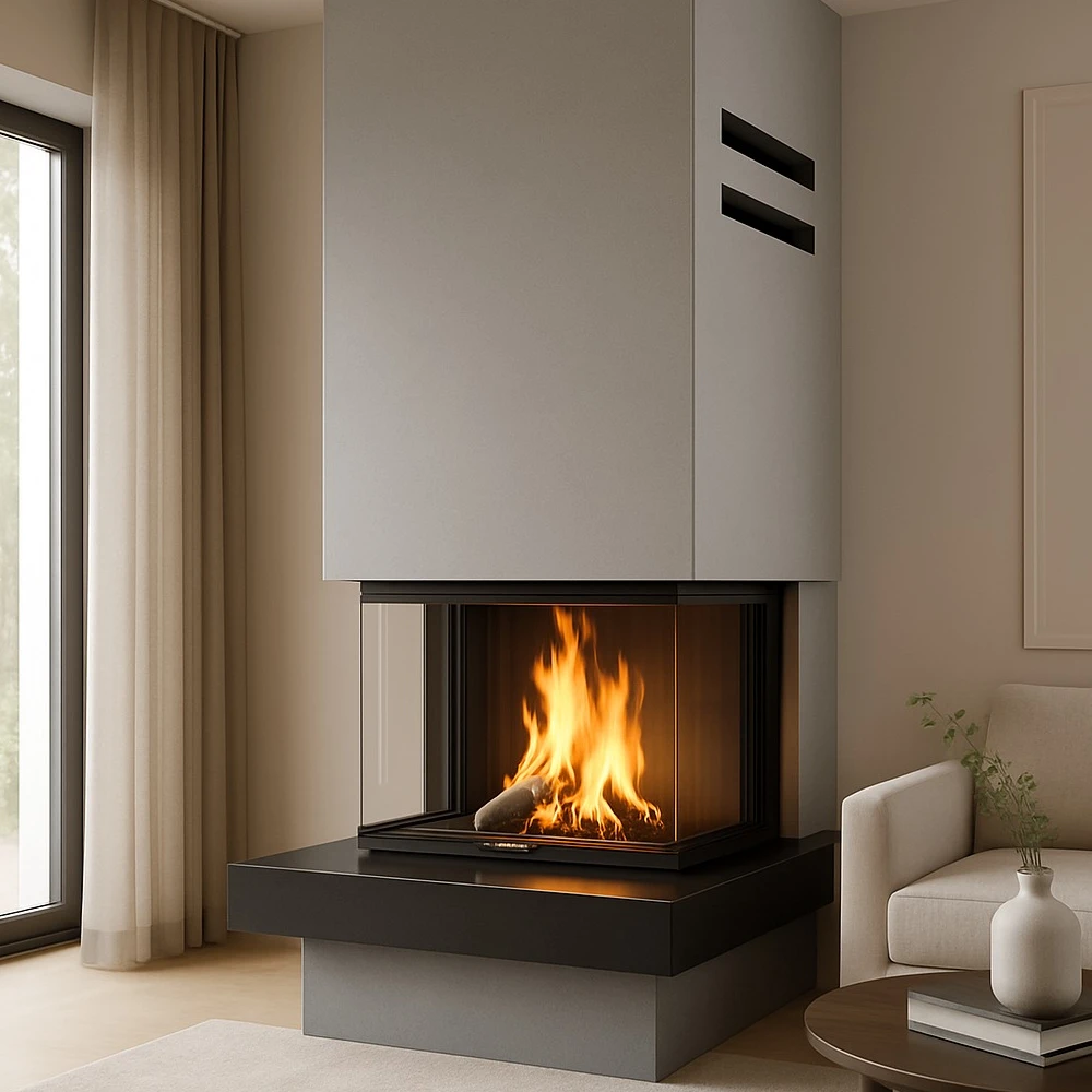 Crystal 3D 50/50 – ECO serija, čelični trostrani kamin sa sistemom podizanja vrata (A.caminetti)