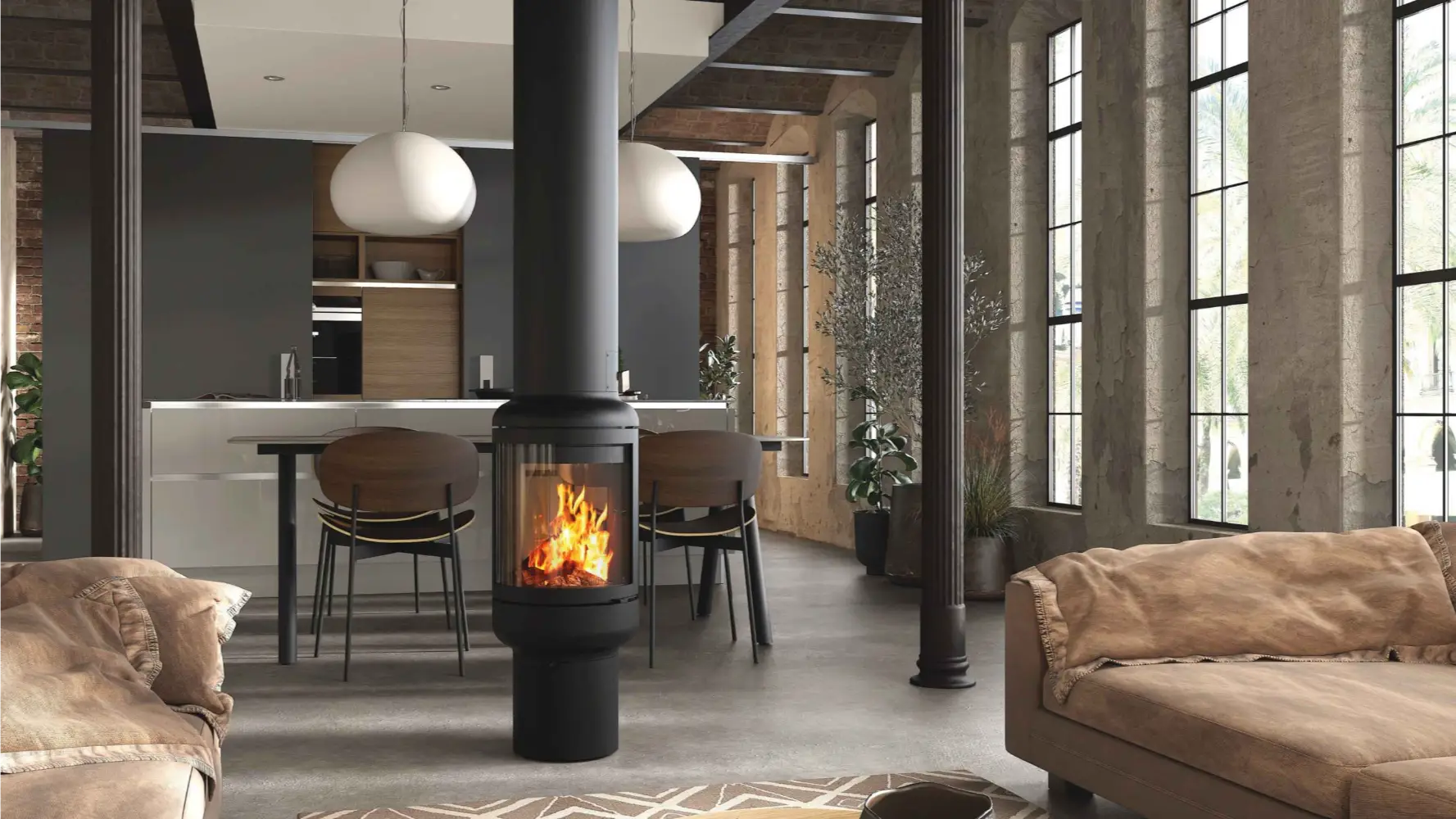 Rocal Vesta Central je centralni kamin na drva osmišljen da stoji u samom središtu dnevnog prostora i preuzme ulogu glavnog vizualnog akcenta.