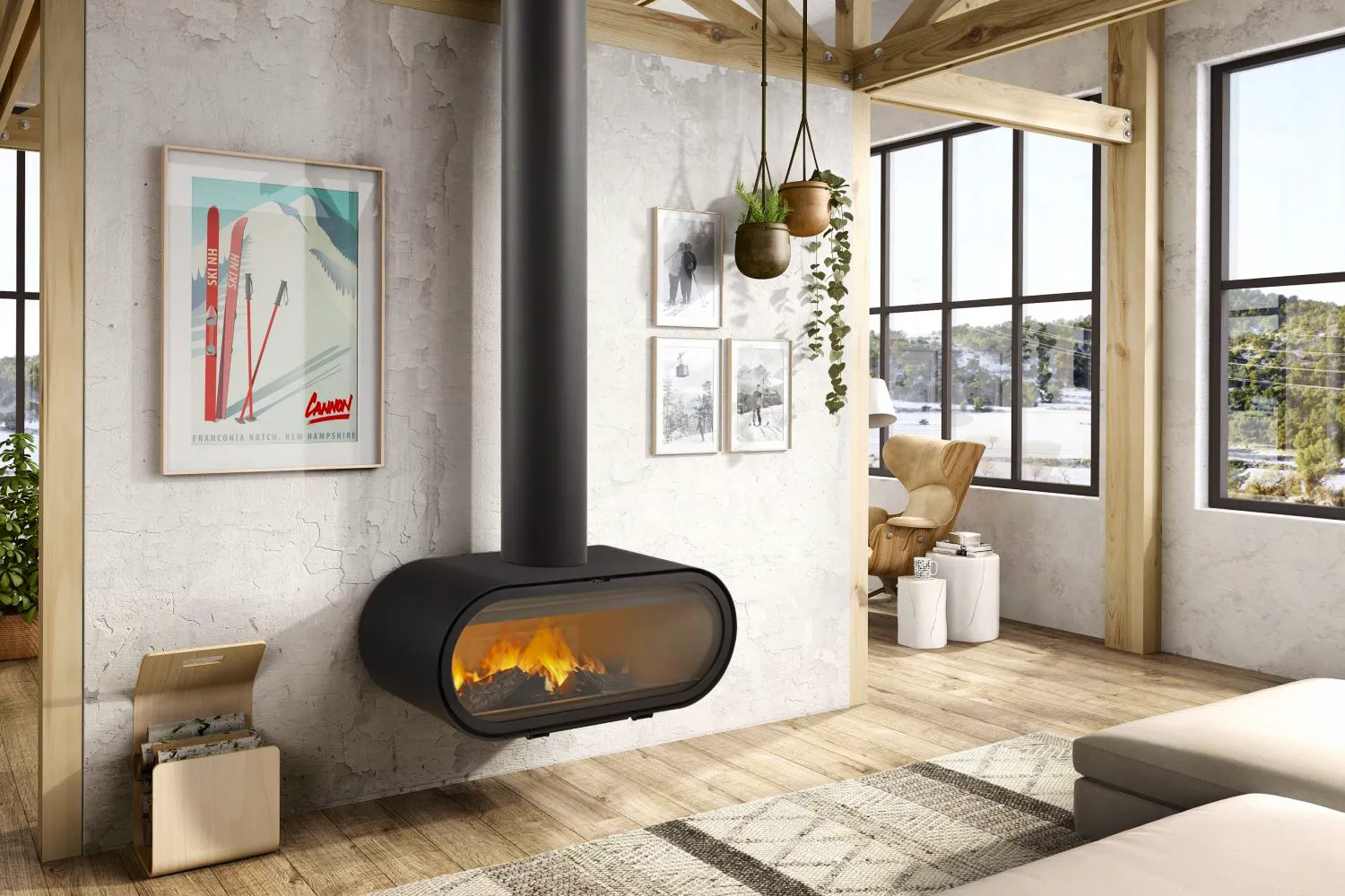 Rocal D-8 dizajnerski kamin na drva s najvećim pogledom na vatru